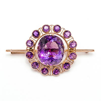 14K  Amethyst Brooch
